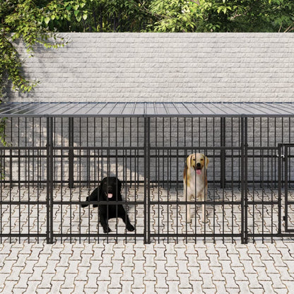 Gabbia per Cani da Esterno con Tetto in Acciaio 15,02 m² | homemem39