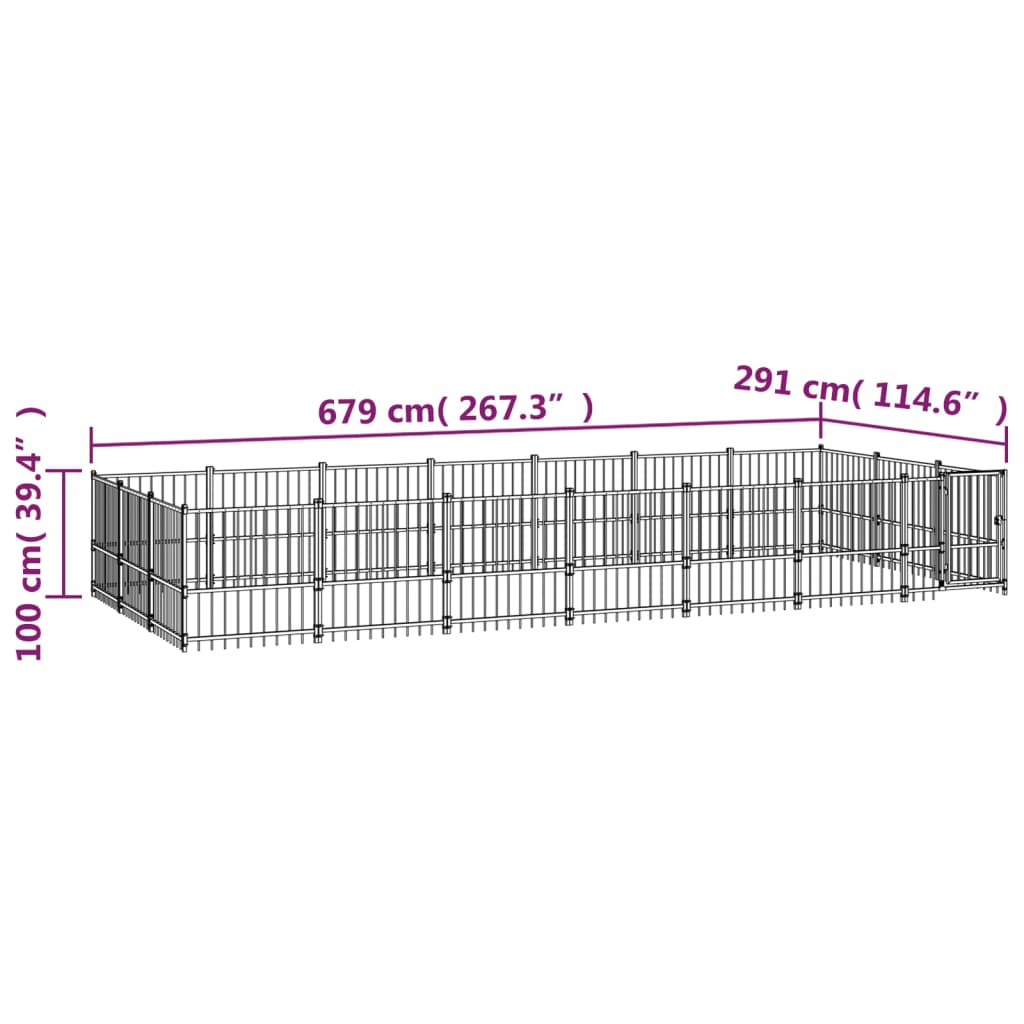 Gabbia per Cani da Esterno in Acciaio 19,76 m² | homemem39