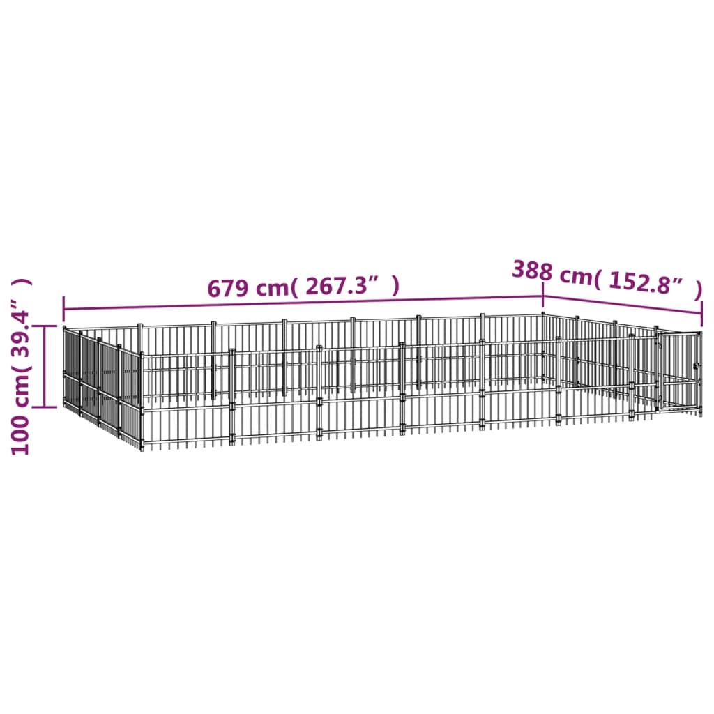 Gabbia per Cani da Esterno in Acciaio 26,35 m² | homemem39