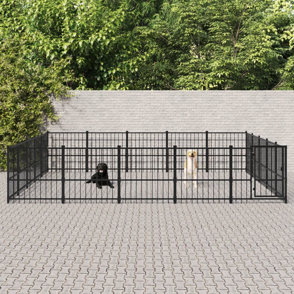 Gabbia per Cani da Esterno in Acciaio 23,52 m² | homemem39