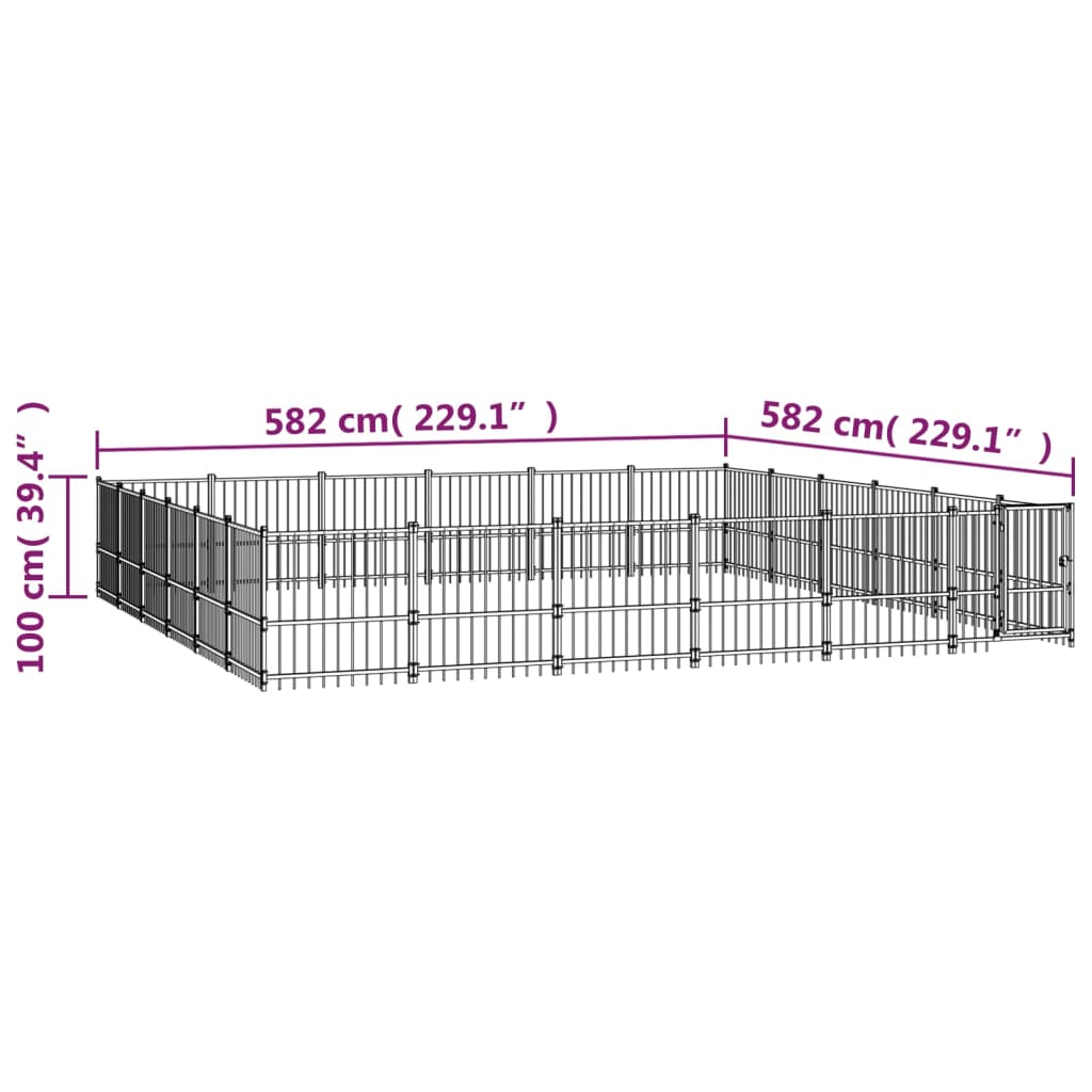 Gabbia per Cani da Esterno in Acciaio 33,87 m² | homemem39
