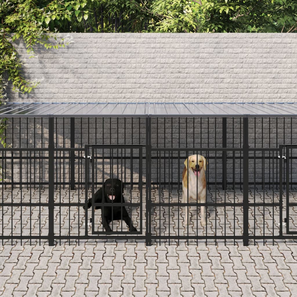 Gabbia per Cani da Esterno con Tetto in Acciaio 7,51 m² | homemem39