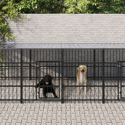 Gabbia per Cani da Esterno con Tetto in Acciaio 11,26 m² | homemem39