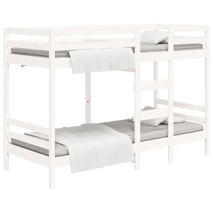 Letto a Castello Bianco 90x200 cm in Legno Massello di Pino | homemem39