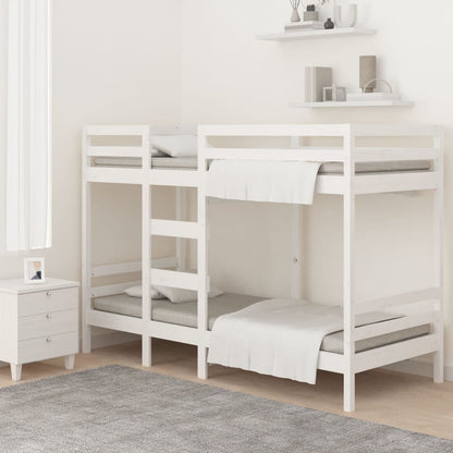 Letto a Castello Bianco 90x200 cm in Legno Massello di Pino | homemem39