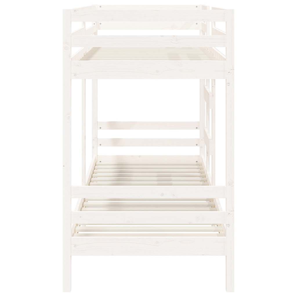 Letto a Castello Bianco 90x200 cm in Legno Massello di Pino