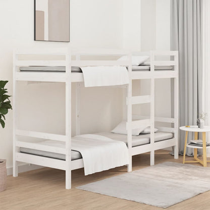 Letto a Castello Bianco 90x200 cm in Legno Massello di Pino | homemem39