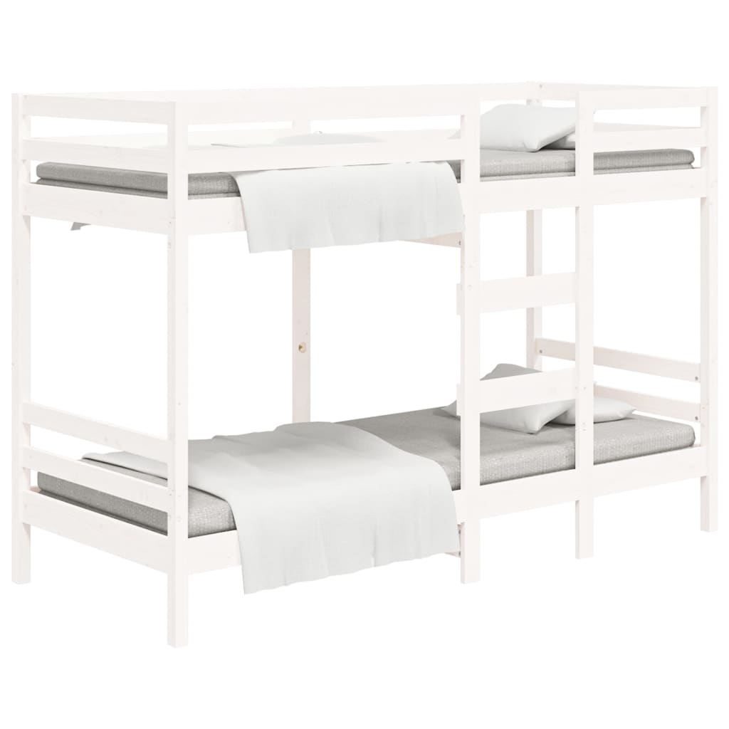 Letto a Castello Bianco 80x200 cm in Legno Massello di Pino | homemem39