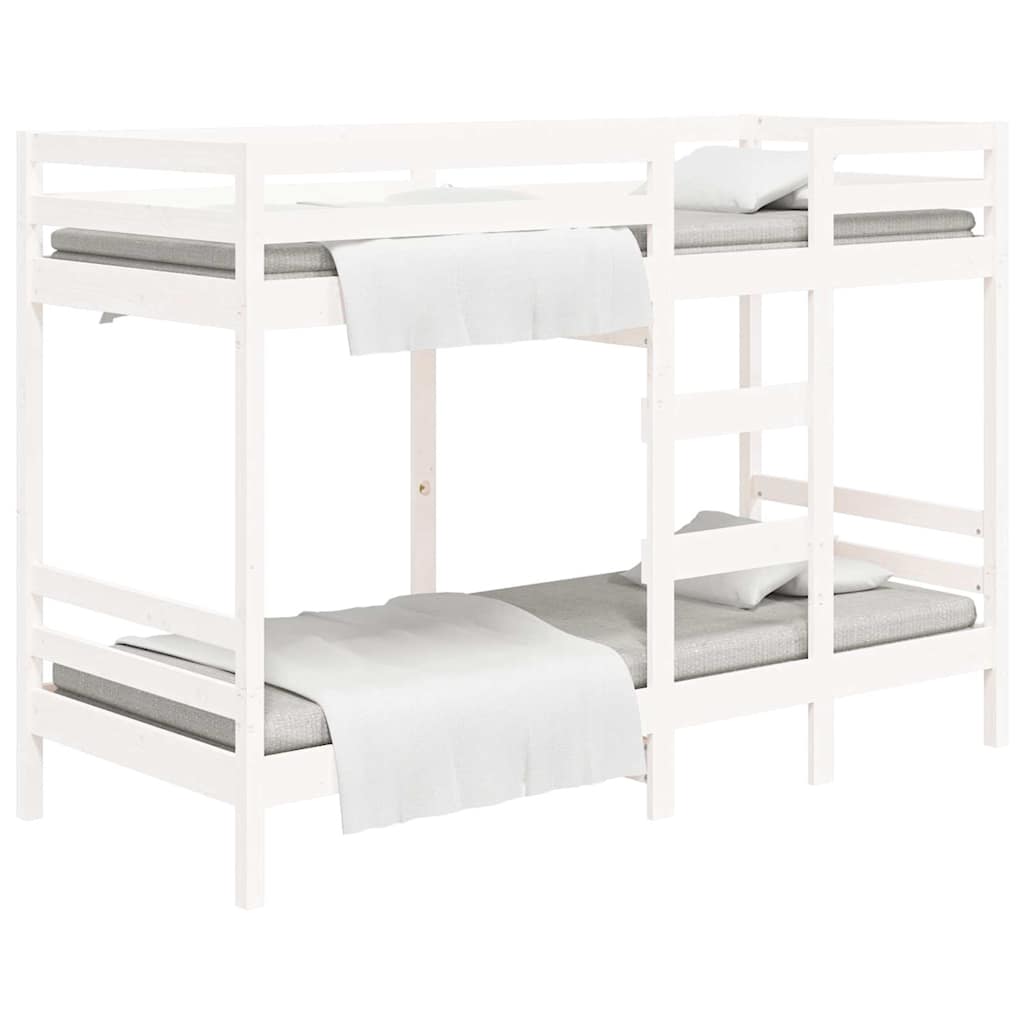 Letto a Castello senza Materasso Bianco 90x190cm Massello Pino