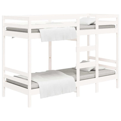 Letto a Castello senza Materasso Bianco 90x190cm Massello Pino