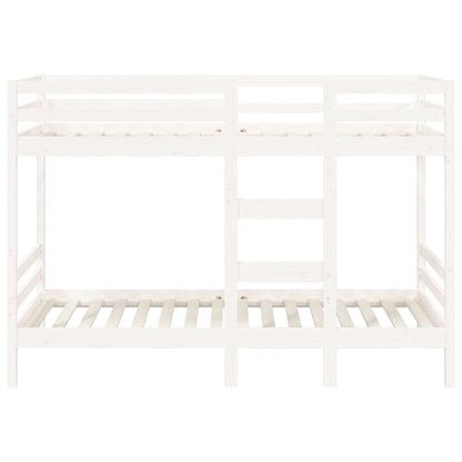 Letto a Castello Bianco 75x190 cm in Legno Massello di Pino | homemem39