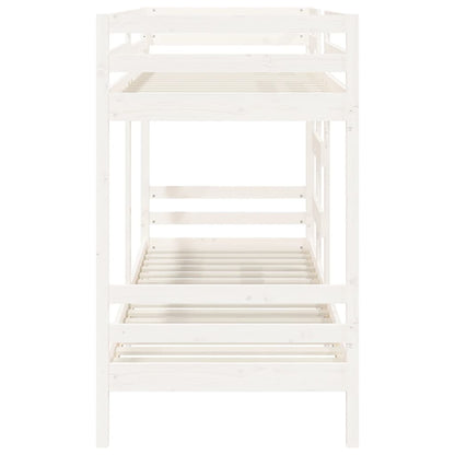 Letto a Castello Bianco 75x190 cm in Legno Massello di Pino | homemem39
