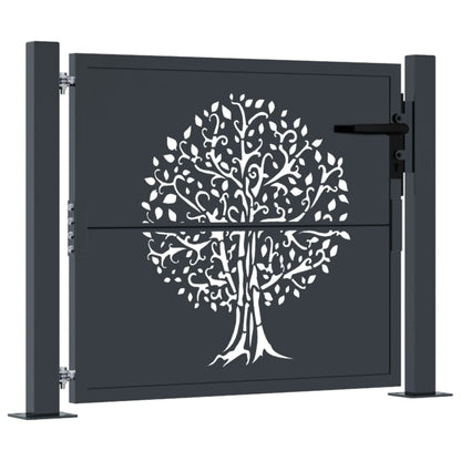 Cancello da giardino antracite 100x75 cm in acciaio con design ad albero | homemem39
