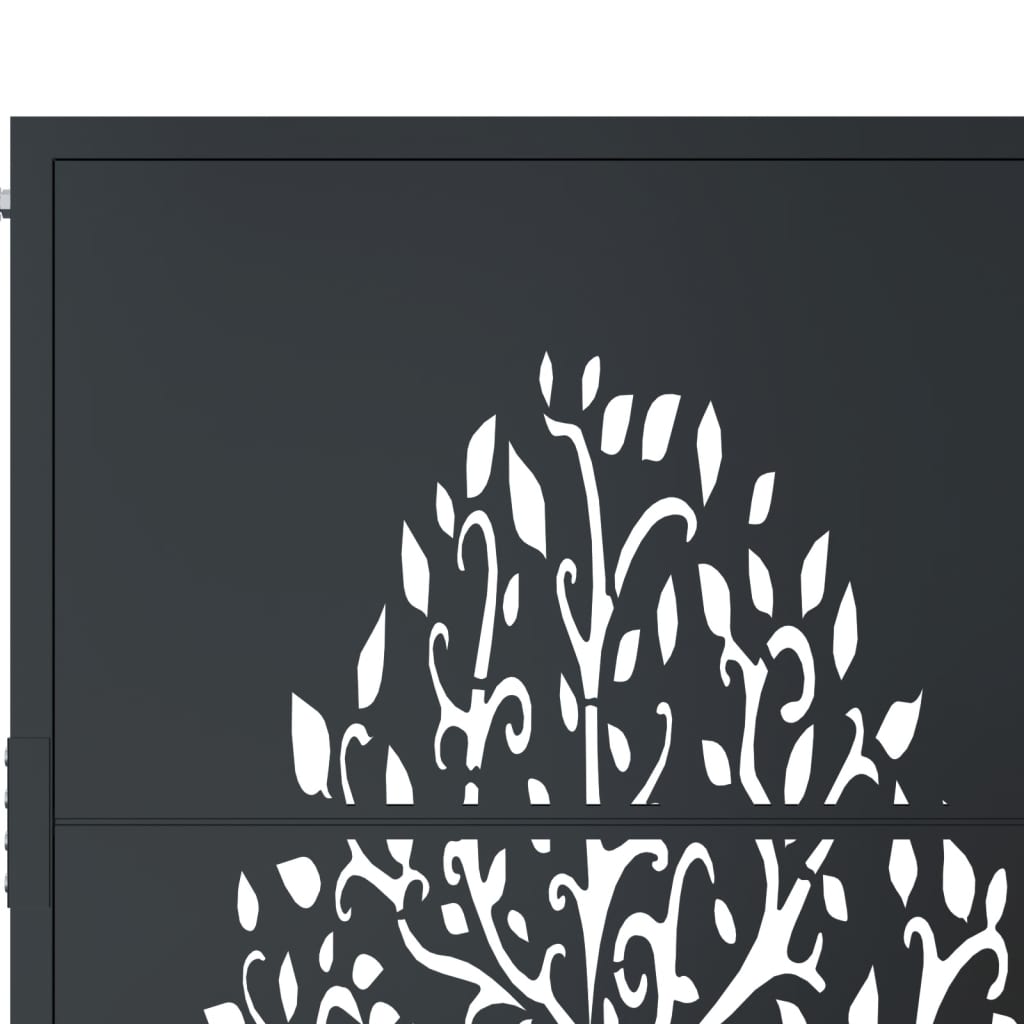 Cancello da giardino antracite 100x75 cm in acciaio con design ad albero | homemem39