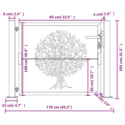 Cancello da giardino antracite 100x100 cm in acciaio con design ad albero | homemem39