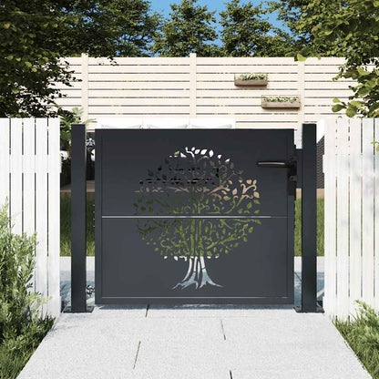 Cancello da giardino antracite 100x100 cm in acciaio con design ad albero | homemem39