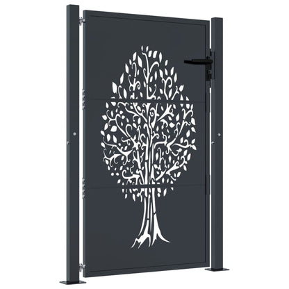 Cancello da giardino antracite 100x125 cm in acciaio con design ad albero | homemem39