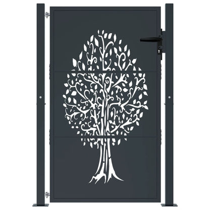 Cancello da giardino antracite 100x125 cm in acciaio con design ad albero | homemem39