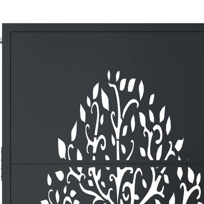 Cancello da giardino antracite 100x125 cm in acciaio con design ad albero | homemem39