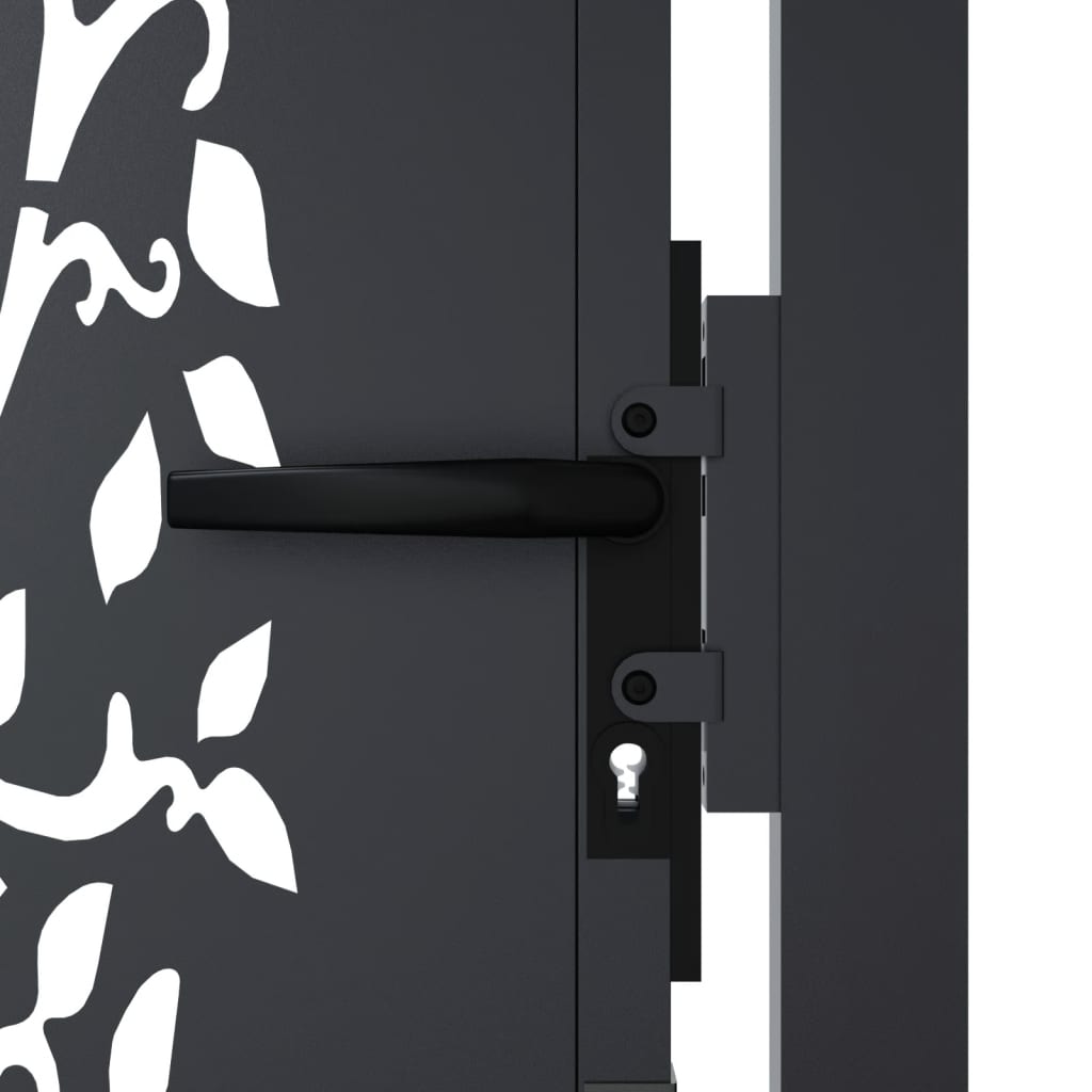 Cancello da giardino antracite 100x125 cm in acciaio con design ad albero | homemem39
