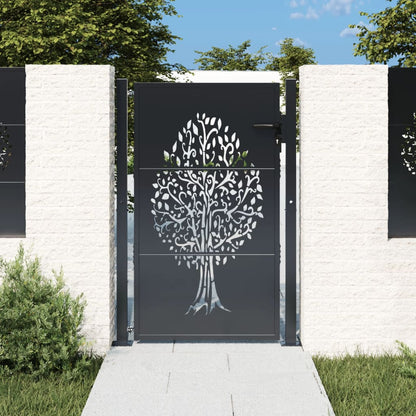 Cancello da giardino antracite 100x125 cm in acciaio con design ad albero | homemem39