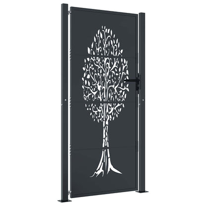 Cancello da giardino antracite 100x175 cm in acciaio con design ad albero | homemem39