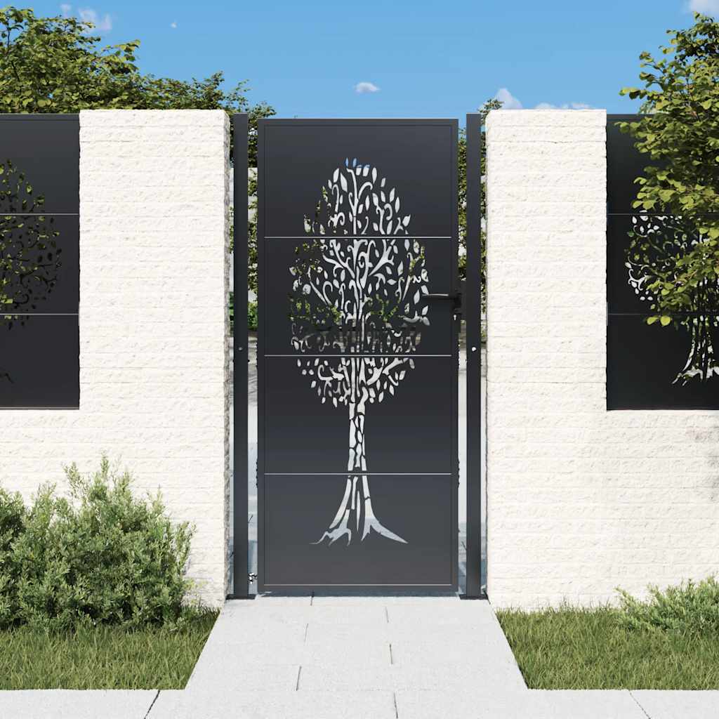 Cancello da giardino antracite 100x175 cm in acciaio con design ad albero | homemem39