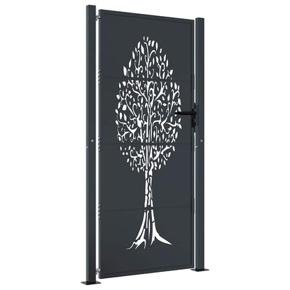 Cancello da giardino antracite 100x200 cm in acciaio con design ad albero | homemem39