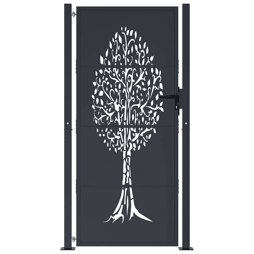 Cancello da giardino antracite 100x200 cm in acciaio con design ad albero | homemem39