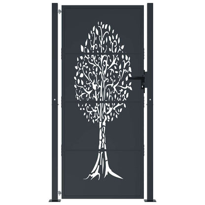 Cancello da giardino antracite 100x200 cm in acciaio con design ad albero | homemem39