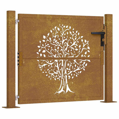 Cancello da giardino 100x100 cm in acciaio Corten con design ad albero | homemem39