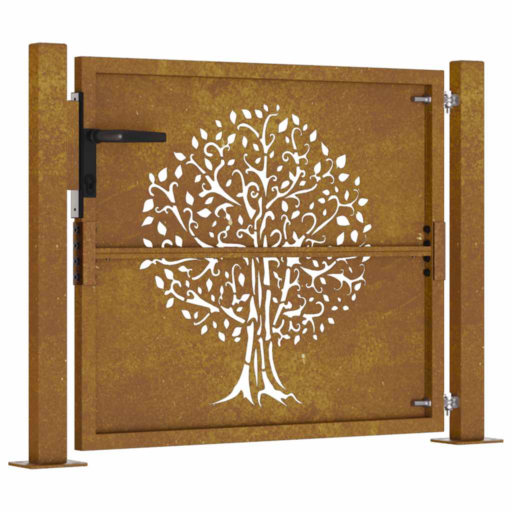 Cancello da giardino 100x100 cm in acciaio Corten con design ad albero | homemem39