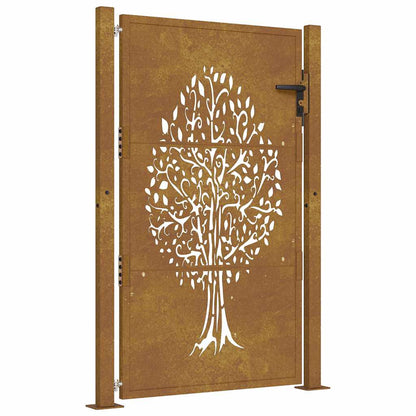 Cancello da giardino 100x125 cm in acciaio Corten con design ad albero | homemem39