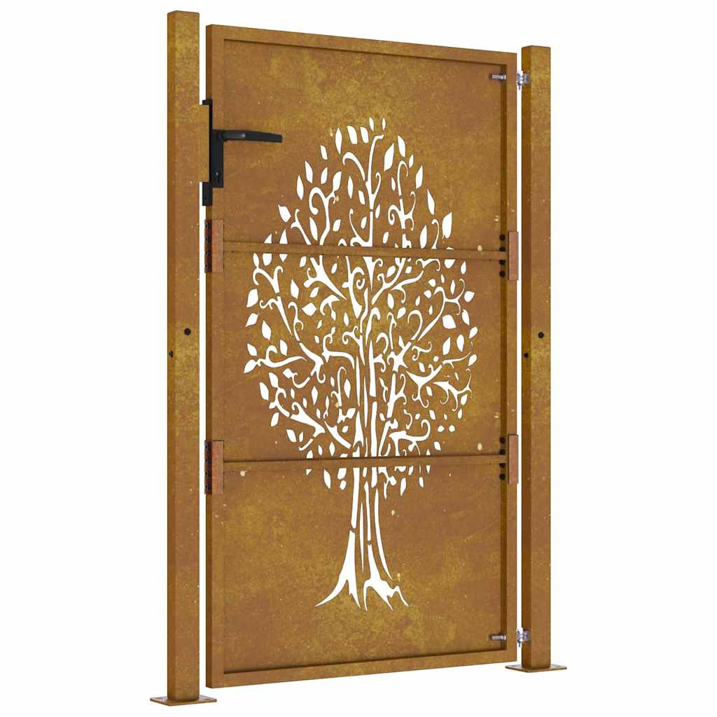 Cancello da giardino 100x125 cm in acciaio Corten con design ad albero | homemem39
