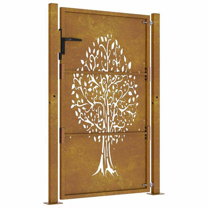 Cancello da giardino 100x125 cm in acciaio Corten con design ad albero | homemem39