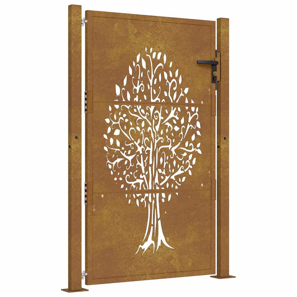 Cancello da giardino 100x150 cm in acciaio Corten con design ad albero