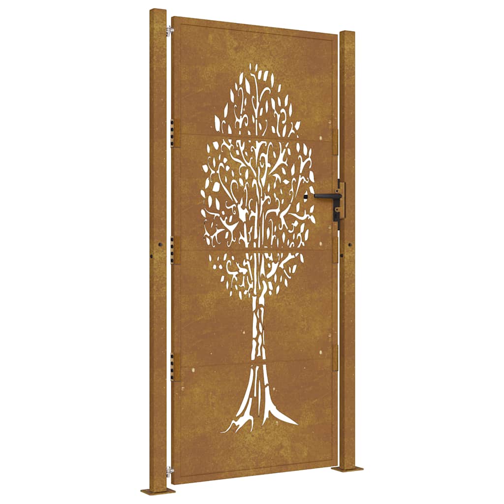 Cancello da giardino 100x175 cm in acciaio Corten con design ad albero