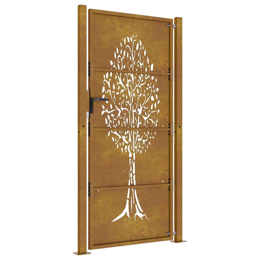 Cancello da giardino 100x175 cm in acciaio Corten con design ad albero