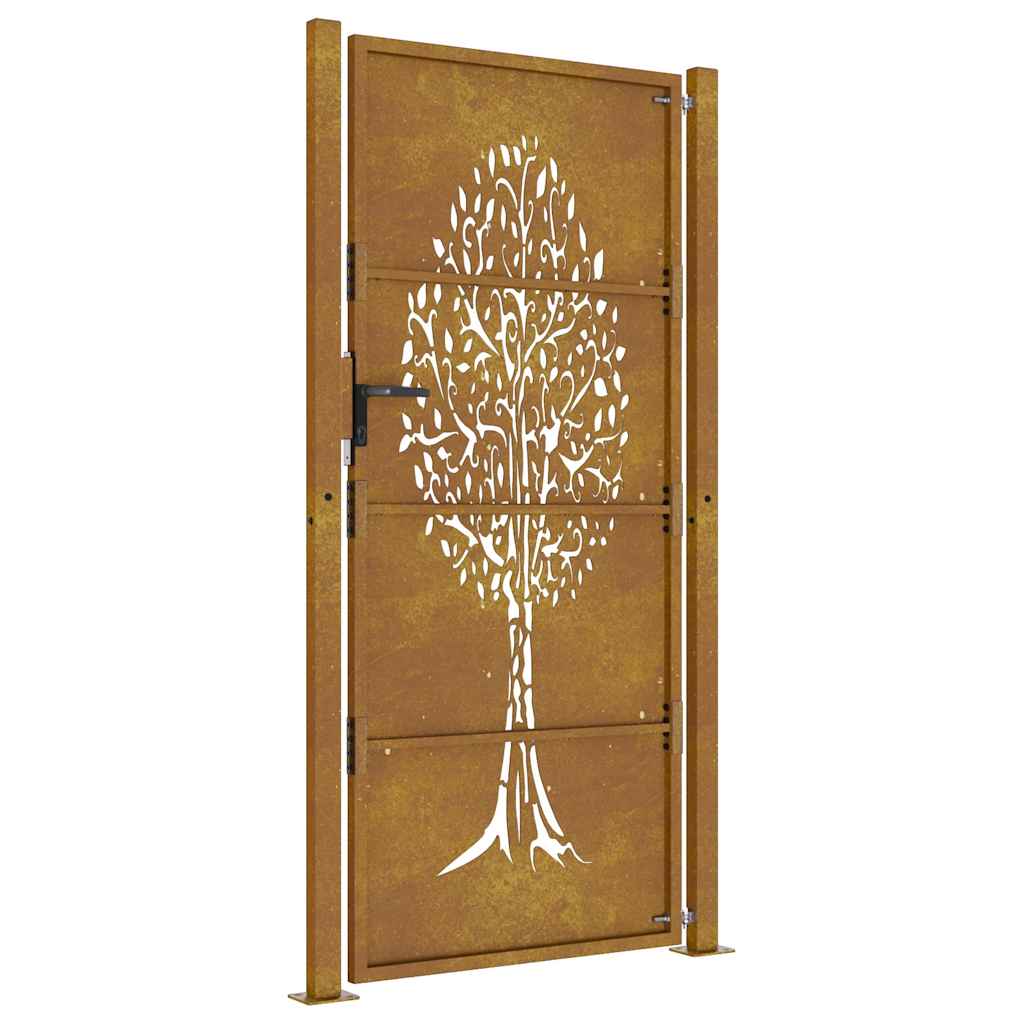Cancello da giardino 100x200 cm in acciaio Corten con design ad albero | homemem39
