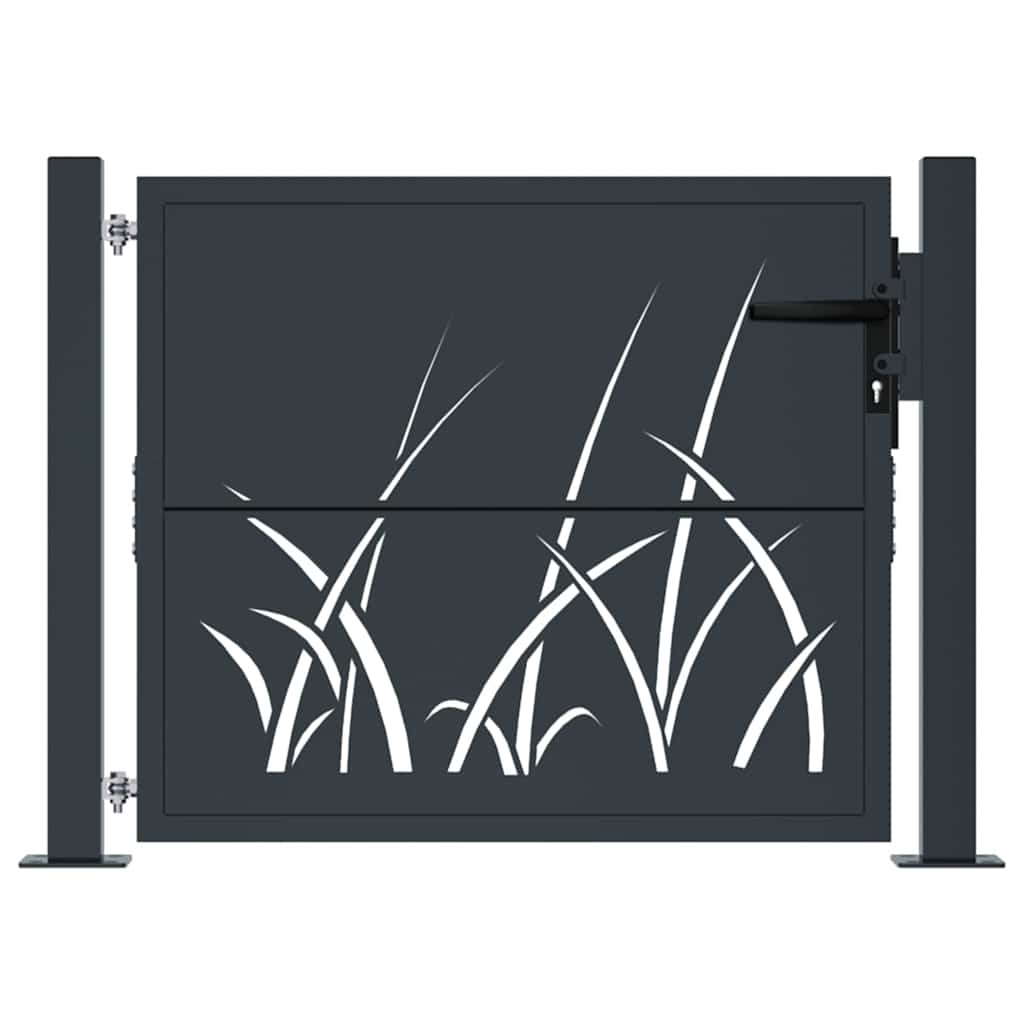 Cancello da giardino antracite 100x75 cm in acciaio design erba | homemem39
