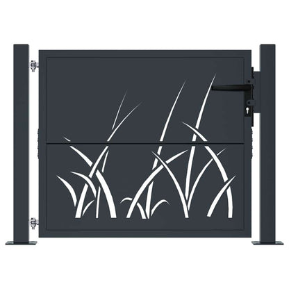 Cancello da giardino antracite 100x75 cm in acciaio design erba | homemem39