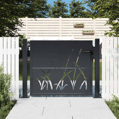 Cancello da giardino antracite 100x75 cm in acciaio design erba | homemem39