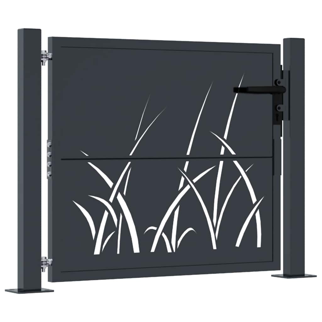 Cancello da giardino antracite 100x100 cm in acciaio design erba | homemem39
