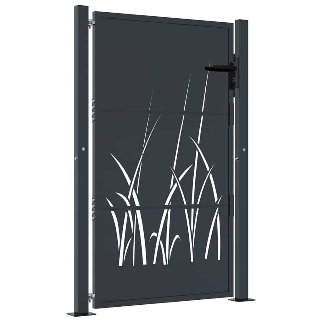 Cancello da giardino antracite 100x150 cm in acciaio design erba | homemem39