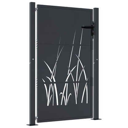 Cancello da giardino antracite 100x150 cm in acciaio design erba | homemem39