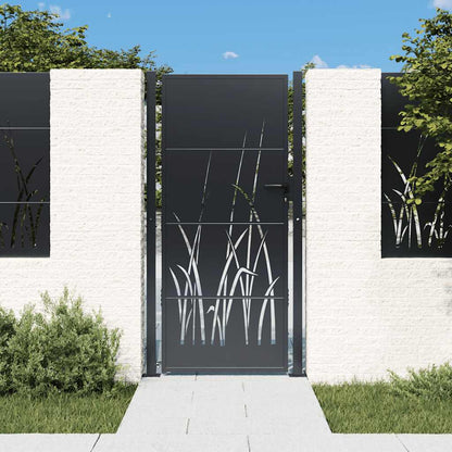 Cancello da giardino antracite 100x175 cm in acciaio design erba | homemem39