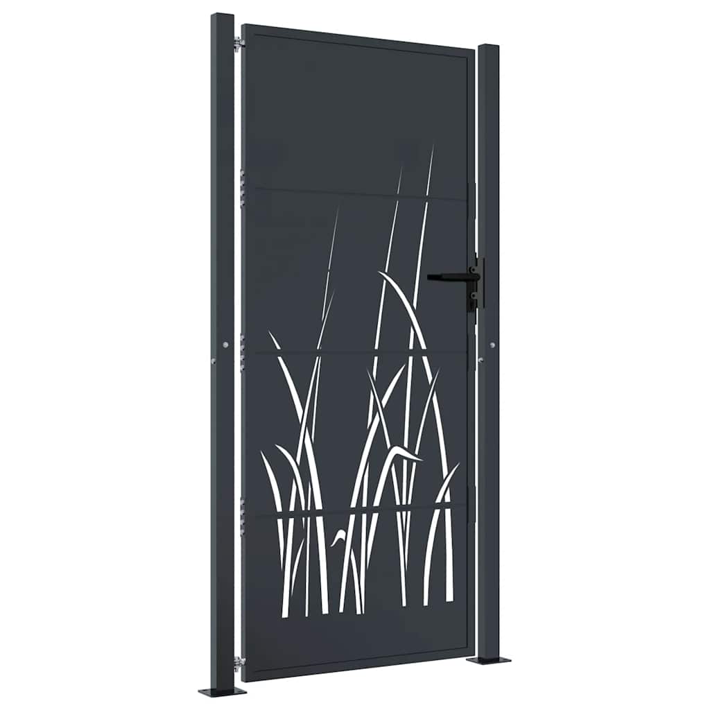 Cancello da giardino antracite 100x200 cm in acciaio design erba | homemem39