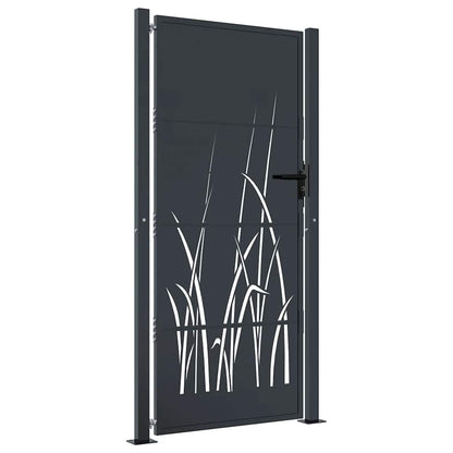 Cancello da giardino antracite 100x200 cm in acciaio design erba | homemem39