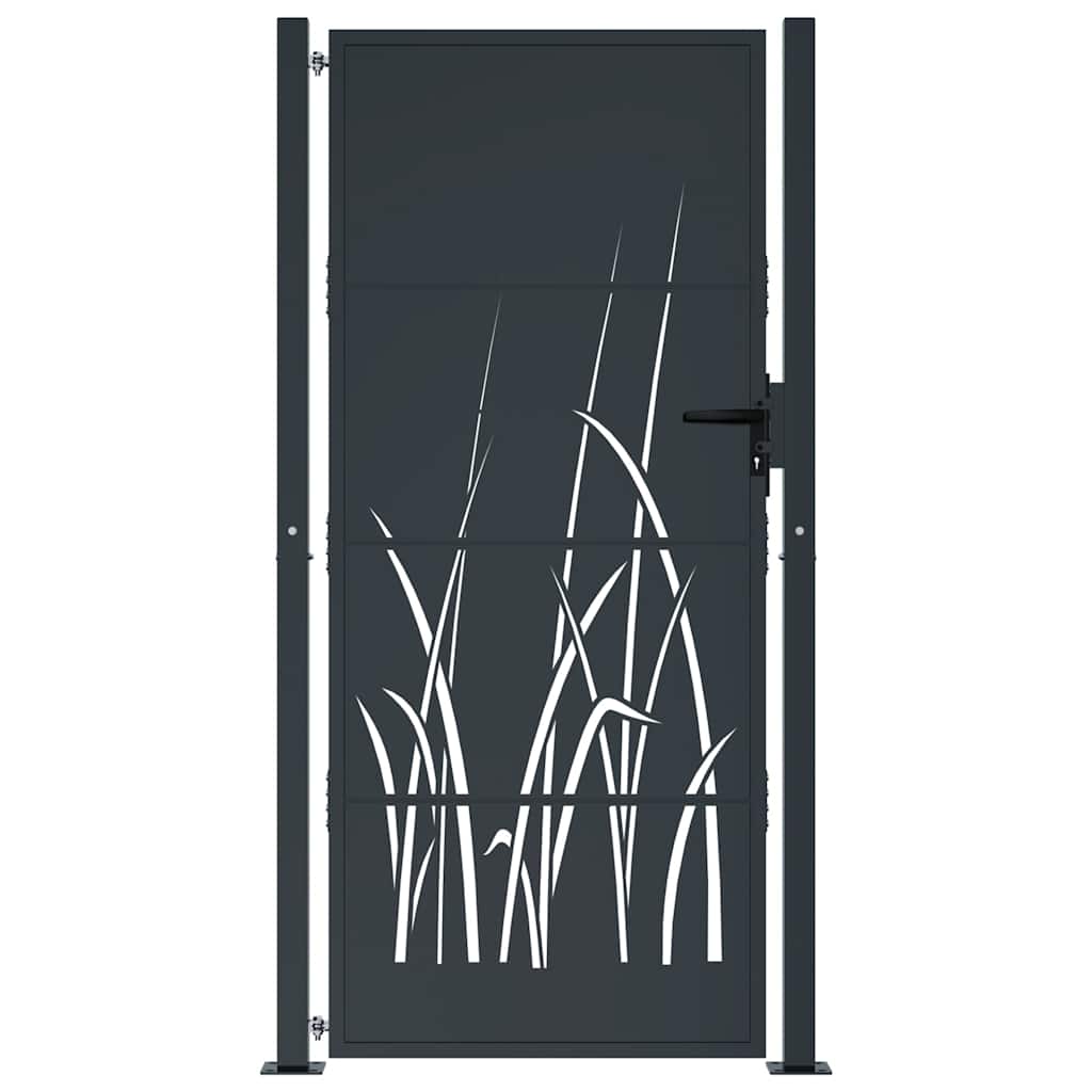 Cancello da giardino antracite 100x200 cm in acciaio design erba | homemem39