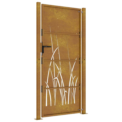 Cancello da giardino 100x175 cm in acciaio Corten con design erba | homemem39